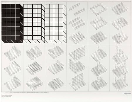 Group Superstudio (1966), Istogrammi, Litografia in bianco e nero, cm 69x87...