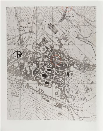 Christo (1935), Pianta di Spoleto,1972, litografia in bianco e nero, cm...