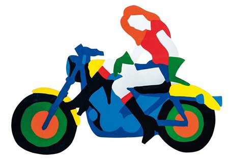 Marco Lodola (1955), La moto, 2001, smalto su plexiglass, cm 130x85 firmato e...