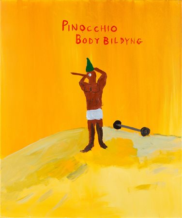 Laboratorio Saccardi, Pinocchio body building, 2006, olio su tela, cm 40x30...