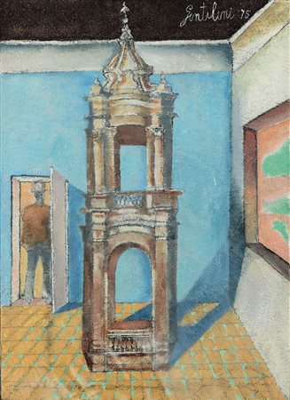 Franco Gentilini (1909-1981), Campanile nella stanza, 1975, fecnica mista su...