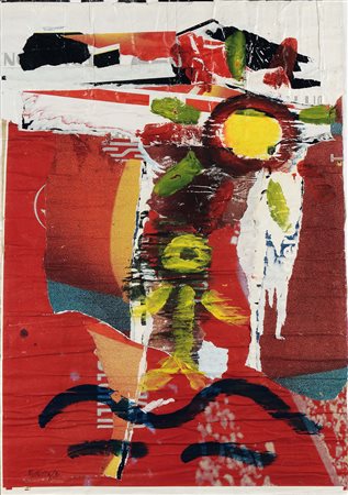 Mimmo Rotella (1918-2006), Vacanze, 1991, décollage, cm 100x70 firmato e...