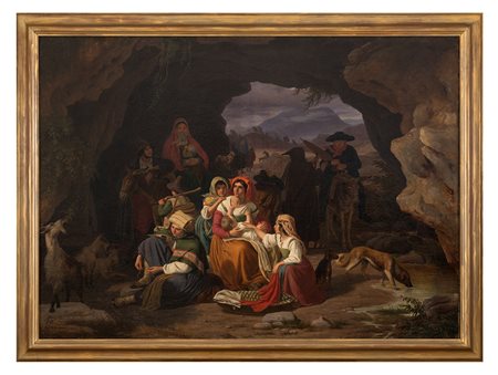 GEORGE MORLAND Att.a, Londra 1763 - 1804, Cavalli nella stalla, Olio su...