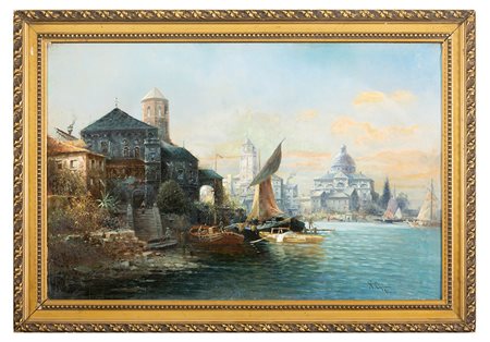 NAZZARENO CIPRIANI, Roma 1843 - 1923, Venezia 1890 ca., Olio su tela cm 51 x...