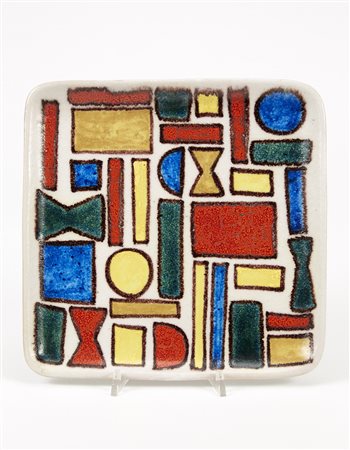 Guido Gambone ( 1909 - 1969) Piatto in ceramica decorato in policromia sotto...