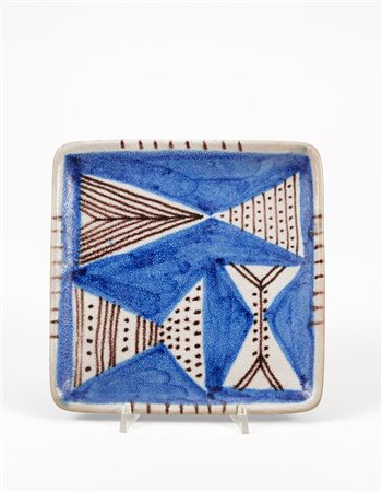 Guido Gambone ( 1909 - 1969) Piatto in ceramica decorato in azzurro e bruno...