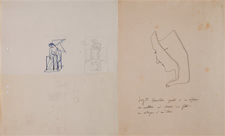 Gio Ponti (Milano 1891 - 1979) "Il disegno è un'idea", disegno al tratto...