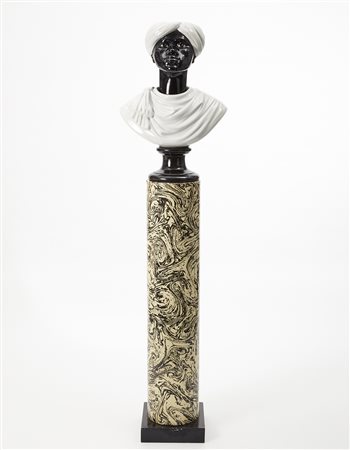 Piero Fornasetti (Milano 1913 - 1988) Busto di Moro con piedistallo, montato...