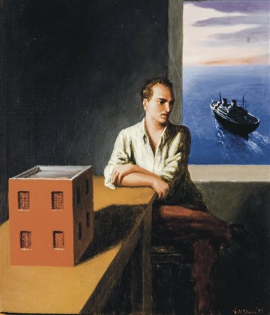 STEFANO DI STASIO Napoli 1948 Restare e partire, 1999 Olio su tela, 35 x 30...