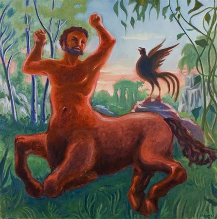 David Bowes Centaur - 1983 olio su tela cm. 100x100 Sul retro etichetta della...