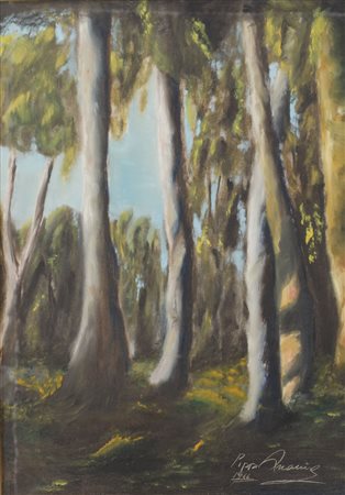 PIPPO ANANIA OLIO su tela "foresta". XX secolo Misure: cm 70 x 50