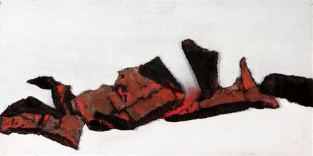 JORGE EIELSON 1924 - 2006 Composizione, 1962 Olio e collage di pelliccia su...