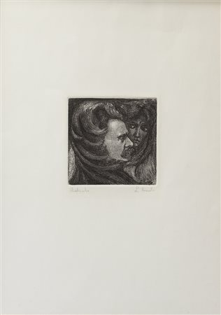 LUIGI RUSSOLO (1885-1947)Nietzsche IncisioneLastra cm 12,5x12,5Foglio cm...
