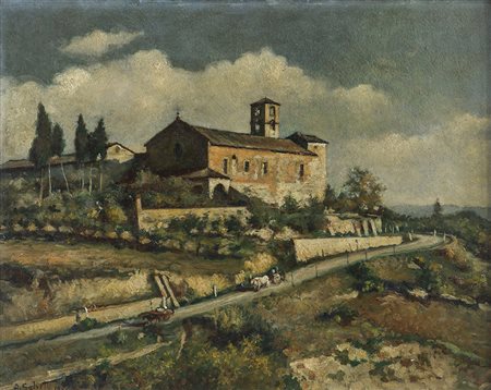 ANTONIO SALVETTI (1854-1931)Senza Titolo, 1924 Olio su tavolaCm 41x52,5Firma...