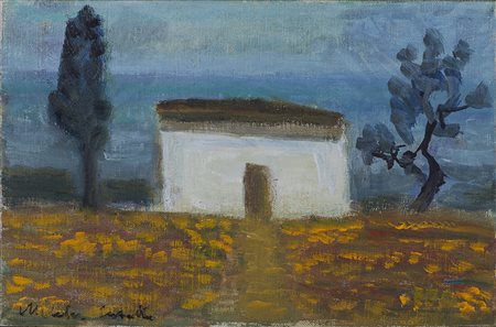 MICHELE CASCELLA (1892-1989)Casetta a Valvigezzo, 1986 Olio su telaCm...