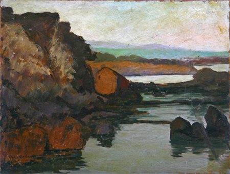 MALESCI GIOVANNI (1884 - 1969) Paesaggio. 1915. Olio su tavoletta. Cm 39,50 x...