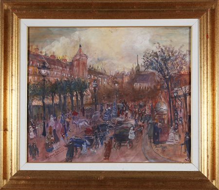 GRENIER HENRY (1882 - 1940) Parigi. Tecnica mista su cartone. Cm 64,00 x...