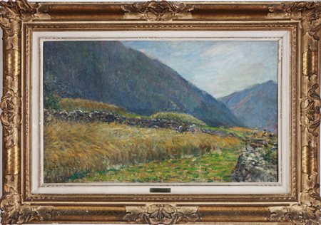 PUGLIESE LEVI CLEMENTE (1855 - 1936) Paesaggio. Olio su tela. Cm 80,50 x...