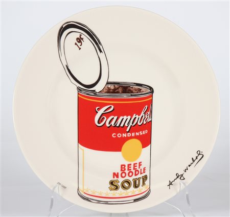 WARHOL ANDY (1928 - 1987) D'APRES. Tomato soup. Ceramica. Cm 27,00 x 27,00....
