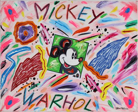 DONZELLI BRUNO (n. 1941) Mickey Warhol. Tecnica mista su tela. Cm 50,00 x...