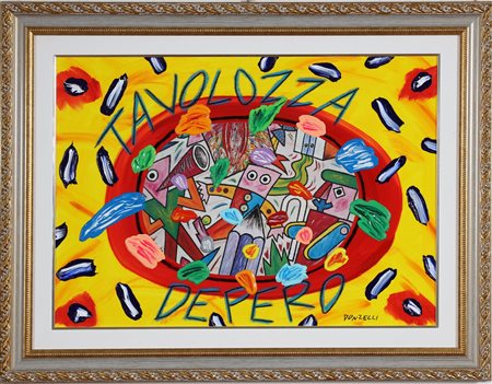 DONZELLI BRUNO (n. 1941) Tavolozza Depero. Tecnica mista su tela. Cm 70,00 x...