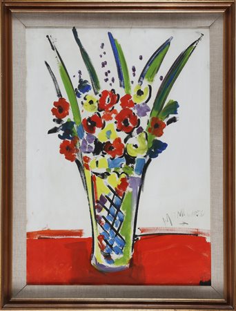 MONACHESI SANTE (1910 - 1991) Fiori. Olio su tela. Cm 50,00 x 70,00. Firma in...