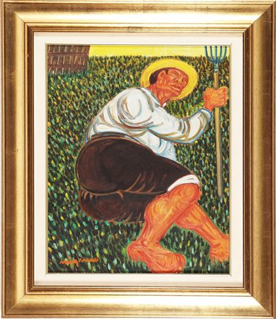 MIGNECO GIUSEPPE (1908 - 1997) Figura. Olio su tela. Cm 40,00 x 50,00. Firma...