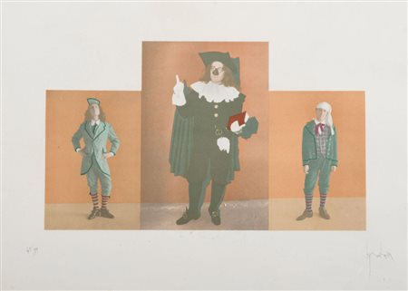 LUIGI ONTANI (Grizzana Morandi 1943) Coppia di tableau vivant, anni '70...