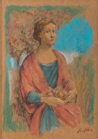 DOMENICO PURIFICATO (Fondi 1915 - Roma 1984) Figura femminile con frutta Olio...