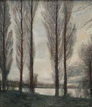 ROSARIO PULVIRENTI (1899-1966) Paesaggio con alberi Olio su tela , cm. 70 x...