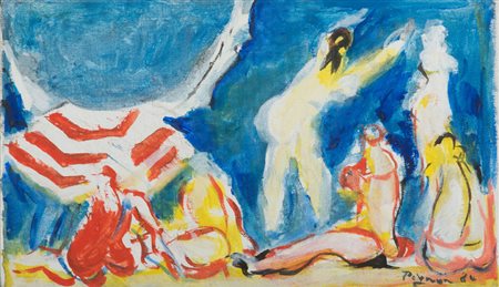 EDOUARD PIGNON (Bully 1905 - Parigi 1993) Les dames de la plage, 1984 Olio su...