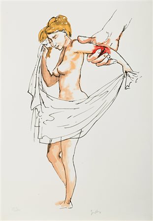 RENATO GUTTUSO (Bagheria 1911 - Roma 1987) Donna Litografia a colori, ex....