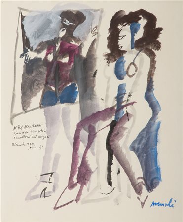 MARCELLO AVENALI (Roma 1912 - 1981) Due figure, 1975 Acquerello su carta, cm....