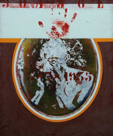 PAOLO BARATELLA 1935 " La mano rossa ", 1968 Tela emulsionata, cm. 60 x 50...