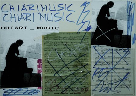 GIUSEPPE CHIARI 1926 - 2007 " Chiari - music " Tecnica mista e collage su...