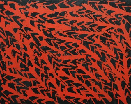 SERGIO RAGALZI 1951 " Insetti rossi ", 1990 Olio su tela, cm. 80 x 100...