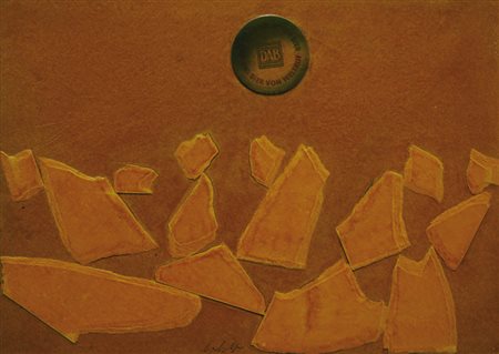 SERGIO DANGELO 1932 "Fliyng Rocks", anni '70 Tecnica mista su tavola, 50 x 70...