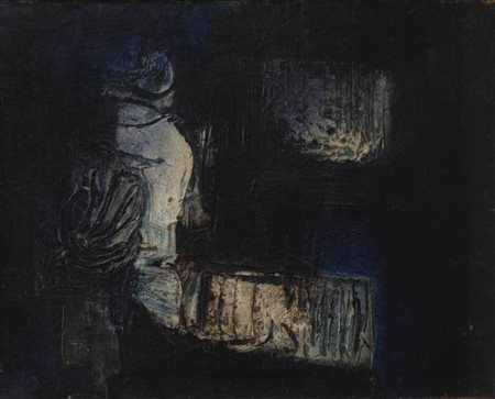 MARIO BIONDA 1913 - 1985 " Personaggio marino ", 1963 Olio su tela, cm. 65 x...