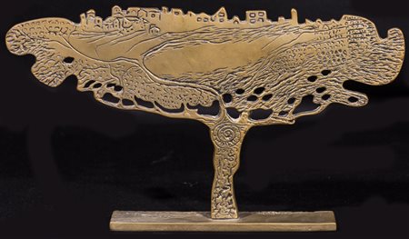 LUCIANA MATALON (1937)Albero paese Scultura in bronzo lucidoCm 19x33x3,5Firma...