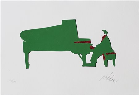 MARCO LODOLA (1955)Pianista Serigrafia polimaterica su carta fatta a mano con...