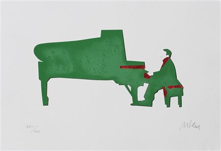 MARCO LODOLA (1955)Pianista Serigrafia polimaterica su carta fatta a mano con...