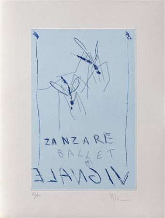 ALDO MONDINO (1938-2005)Zanzare ballet IncisioneFoglio cm 40x30Lastra cm...