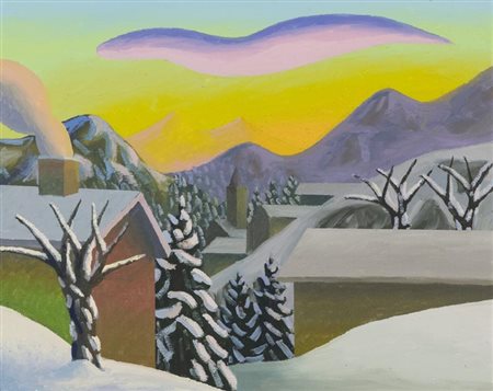 Salvo Crepuscolo d'inverno Olio su tela, cm, 40,5x50,5 Sul verso: firma e...