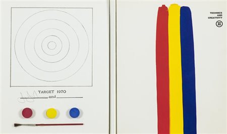 Jasper Johns Target 1971 Litografia con collage e timbro in scatola di...