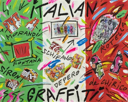 Bruno Donzelli Italian graffiti Olio e tecnica mista su tela, cm. 40x50...