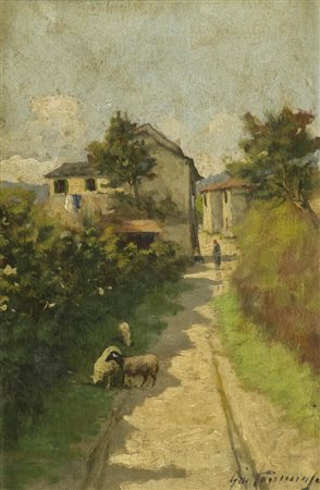 Gino Tommasi Scorcio Olio su tavola, cm. 29x19 Firmato in basso a destra.