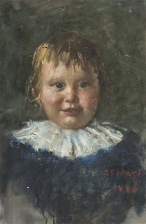 Alfonso Muzii Bambino 1886 Olio su tela , cm. 46x30 Firma e data in basso a...