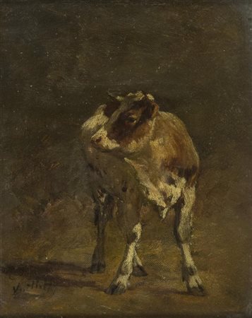 Felix Dominique de Vuillefroy Vitellino Olio su tela, cm. 27,2x22 Firmato in...