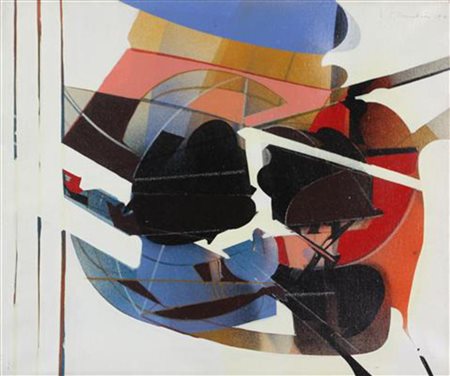 Edoardo Franceschini, Senza titolo, 1970, tecnica mista su tela, cm. 50x60,...