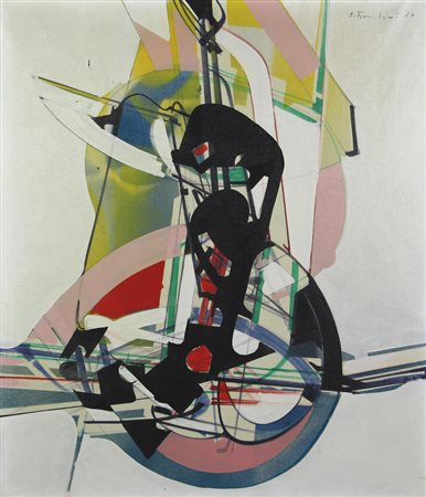 Edoardo Franceschini, Senza titolo, 1970, tecnica mista su tela, cm. 70x60,...